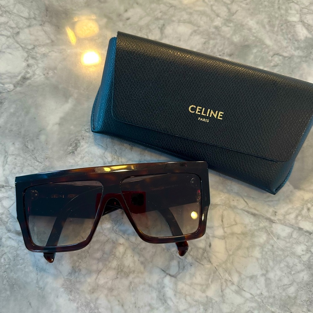 CELINE Chunky Rectangle Acetate Sunglasses